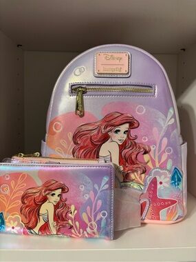 Loungefly Ariel Soft Floral UK Exclusive Mini BP with Matching Wallet